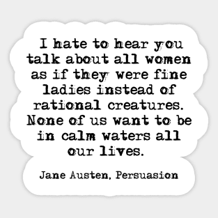 In calm waters - Jane Austen Sticker